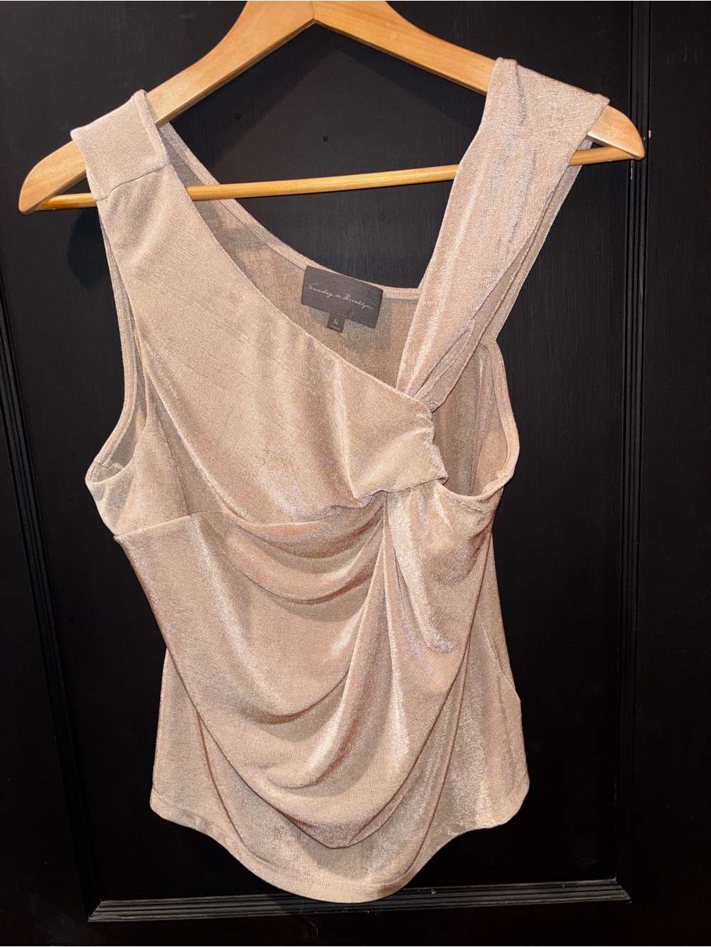 Anthropologie Sunday in Brooklyn Date Night Twist Tank Tan Shimmer Size XL - Picture 5 of 9